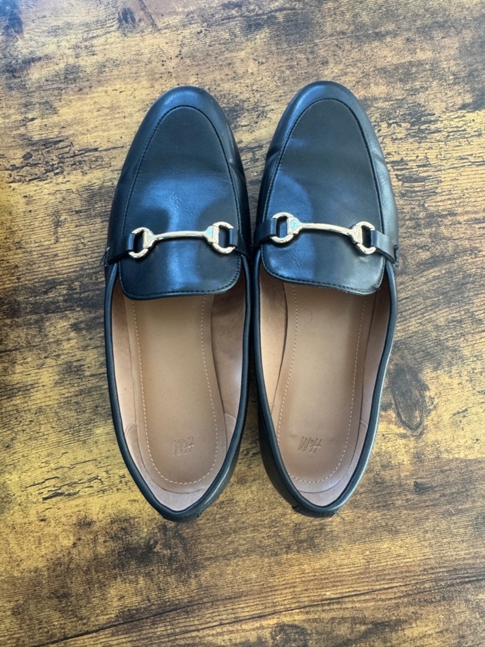 Women's Black Leather Bit Loafers